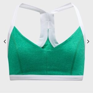 Beyond Yoga Spacedye Outlines Sports Bra in Green Grass & Cloud White New!